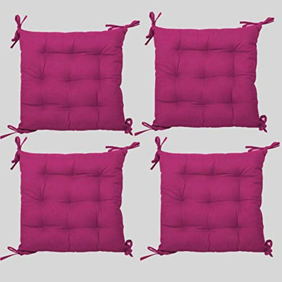 Hundur Store Microfibre Solid Chair Pad Pack of 4(Wine)