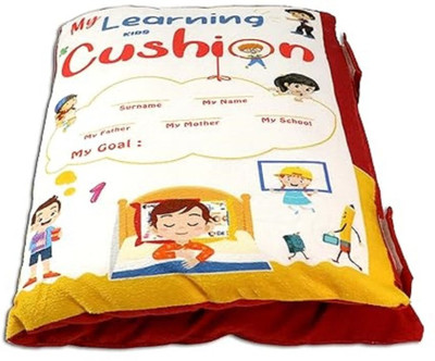 Sharvil Baby Learning Printed Velvet Pillow/Cushion/Toys/Soft Toys/Toddler Pillow Cotton Animals, Birds, Fruits, Nature Baby Pillow Pack of 1(Red)