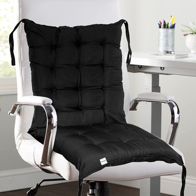 HOMESTIC by Kuber Industries Microfibre Solid Chair Pad Pack of 1(Black)