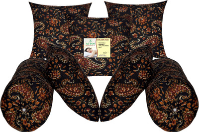 ACTOS 5 Cushion and 2 Microfibre Floral Bolster Pack of 7(Black17)