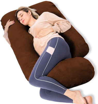 dyf ultra soft j shaped Polyester Fibre Solid Pregnancy Pillow Pack of 1(Brown)