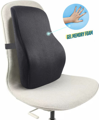 Sleepsia Memory Foam Lumbar Pillow Pack of 1 Solid Orthopedic Lumbar Support Cushion - Designed for Back Pain Relief-(Black)