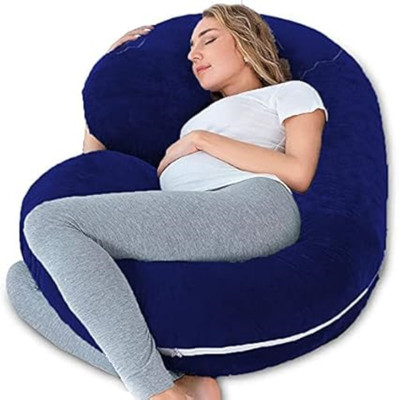 ag pro comfort C shape Polyester Fibre Solid Pregnancy Pillow Polyester Fibre Stripes, Solid Pregnancy Pillow Pack of 1(Daek-Blue)