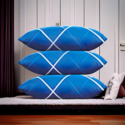 fulffystyl Microfibre Sleeping Pillow Pack of 3 Solid luxury(Blue)