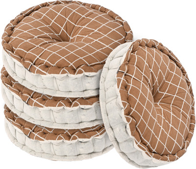 KUBER INDUSTRIES Microfibre Solid Chair Pad Pack of 4(Brown)