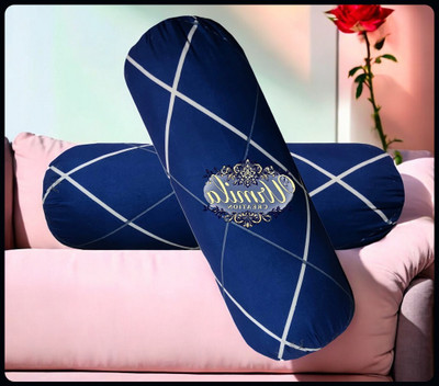Urmila Creation Round Microfibre Geometric Bolster Pack of 2(Dark Blue)