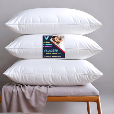 V.R.ENTERPRISES LUXURY Cotton Solid Sleeping Pillow Pack of 3(White)