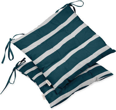 Vargottam Polyester Fibre Stripes Chair Pad Pack of 2(Teal Green 1)