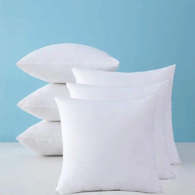 SLUFA Polyester Fibre Cushion Pack of 6 Solid Prime 16x16(White)