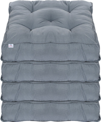 Heart Home Microfibre Solid Chair Pad Pack of 4(Grey)