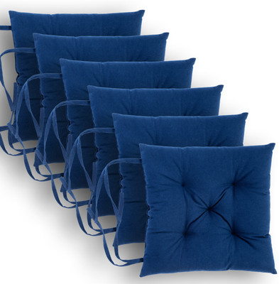 ESSAN FABRIX Premium Polyester Fibre Solid Chair Pad Pack of 6(Dark Blue)