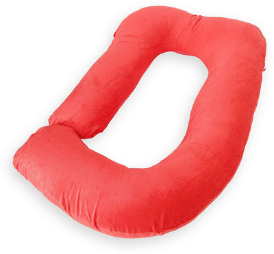 AMCATON ultra soft j shaped pillow Microfibre, Polyester Fibre Solid Pregnancy Pillow Pack of 1(Red)