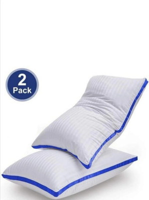 PILLOWALA Polyester Fibre Sleeping Pillow Pack of 2 Stripes(White)