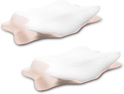 Frido Cervical Butterfly Pillow Memory Foam Solid Cervical Pack of 2(Beige)