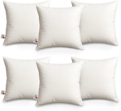 DREAMY URBAN Microfibre Solid Cushion Pack of 6(White)