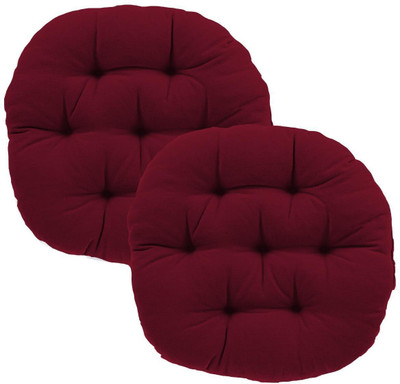 Daddy Cool Medium Comfort Round Cotton Solid Chair Pad Pack of 2(Maroon)