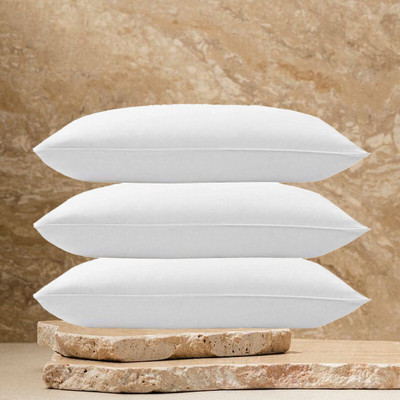 ROYALREOX Cotton Solid Sleeping Pillow Pack of 3(White)