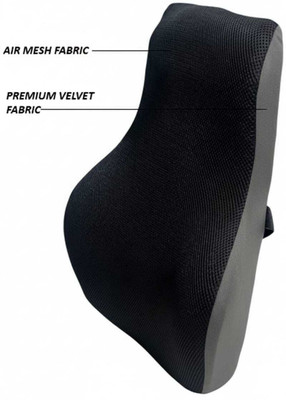 Snug Stuff Memory Foam Lumbar Pillow Pack of 1 Solid Orthopedic Memory Foam Back Rest Pillow for Chair, Car & Bed(Black, Grey)