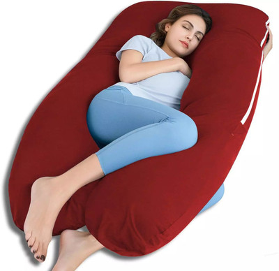 THUKRAN U Shape Polyester Fibre Solid Pregnancy Pillow Pack of 1(Maroon)
