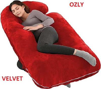 OZLY ultra soft j shaped pillow Microfibre, Polyester Fibre Solid Pregnancy Pillow Pack of 1(Red)