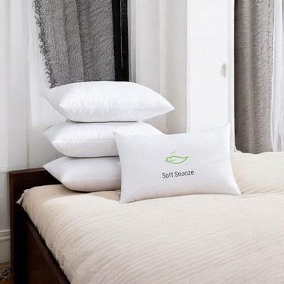 SOFT SNOOZE SOFT LUXURY Microfibre Solid Sleeping Pillow Pack of 4(White)