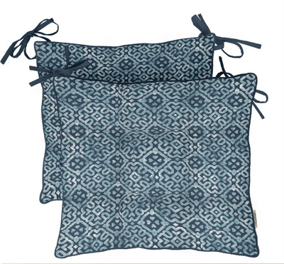 Vargottam Polyester Fibre Geometric Chair Pad Pack of 2(Teal Blue3)