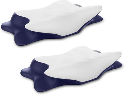 Frido Cervical Butterfly Pillow Memory Foam Solid Cervical Pack of 2(Blue)