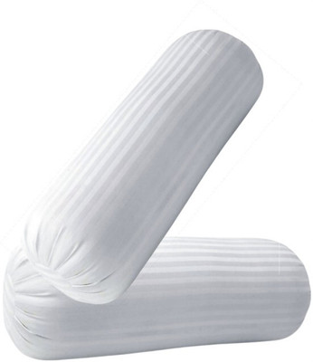 RACCOON Microfibre Bolster Pack of 2 Stripes Set Of(White)