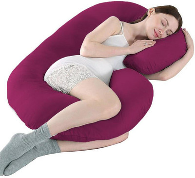 Mom's Moon Microfibre Solid Pregnancy Pillow Pack of 1(Wine)