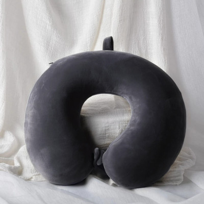 Soo Jaoo Travel Series Memory Foam Solid Travel Pillow Pack of 1(Black)
