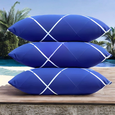 EIRINI LUXURY Polyester Fibre Solid Sleeping Pillow Pack of 3(Blue)