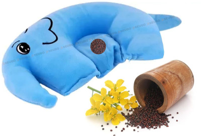 Hellobear Cotton, Mustard Seeds Baby Pillow Pack of 1 Animals(Blue)