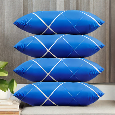 EIRINI LUXURY Polyester Fibre Abstract Sleeping Pillow Pack of 4(Blue)