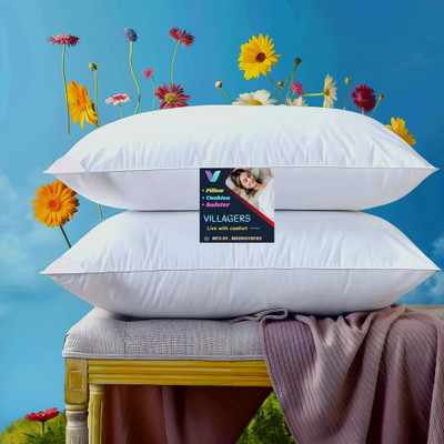 Tecsun LUXURY Polyester Fibre Abstract Sleeping Pillow Pack of 2(White)