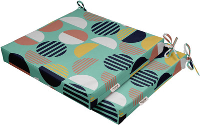 Vargottam Foam Geometric Chair Pad Pack of 2(Aquamarine)
