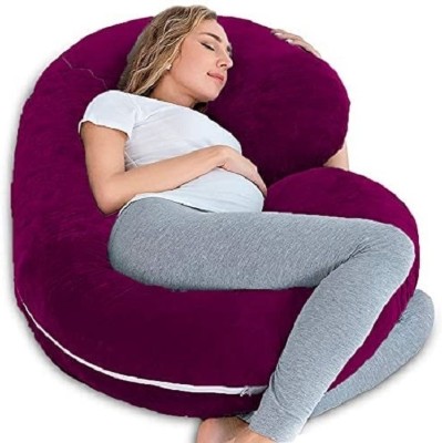 ANVANSA ultra soft c shaped pregnancy pillow Microfibre, Polyester Fibre Solid Pregnancy Pillow Pack of 1(wine)