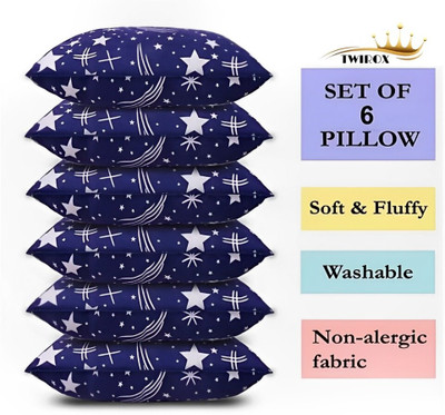 TWIROX Microfibre, Cotton Sleeping Pillow Pack of 6 Solid LUXURY(Blue)