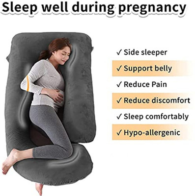 Mojo J SHAPE Polyester Fibre Solid Pregnancy Pillow Pack of 1(Grey Blue)