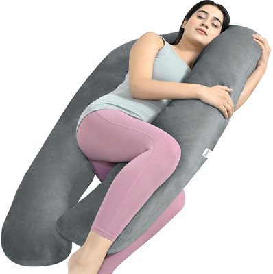 Vijay Premium series Polyester Fibre Solid Pregnancy Pillow Pack of 1(Grey)