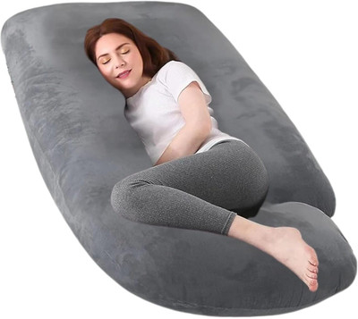 WINX Ultra soft j shaped pillow Polyester Fibre Solid Pregnancy Pillow Pack of 1(Grey)