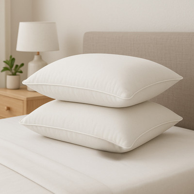 RECLINEX INDIA Polyester Fibre Solid Sleeping Pillow Pack of 2(White)