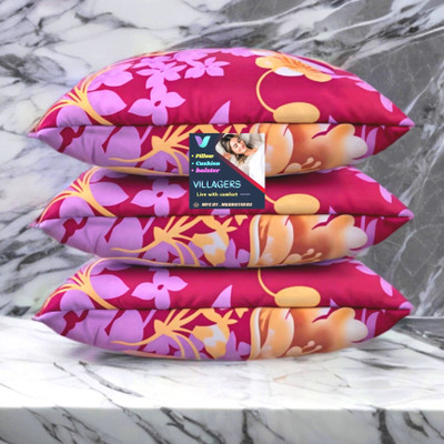 NKSNIMYSTORE FLOWER Microfibre Abstract Sleeping Pillow Pack of 3(Pink)