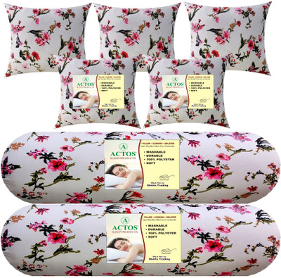 ACTOS Microfibre Bolster Pack of 7 Floral(White)