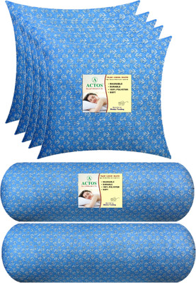 ACTOS Microfibre Bolster Pack of 7 Floral 5 Cuhion 2(Light Blue)