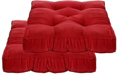 RAMESHTH Cotton Solid Chair Pad Pack of 1(Red)