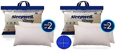 Sleepwell Pillow Set || Comfort And Support Pillow Microfibre Solid Sleeping Pillow Pack of 4(White)