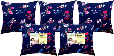 ACTOS Microfibre Floral Cushion Pack of 5(Blue)
