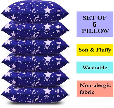 TWIROX LUXURY Polyester Fibre Abstract Sleeping Pillow Pack of 6(Blue)