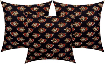 ACTOS Microfibre Floral Cushion Pack of 3(Black)