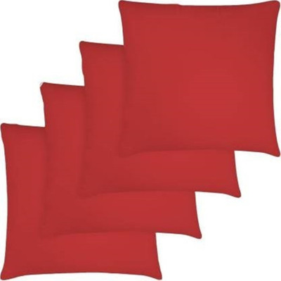 Swikon star Polyester Fibre Solid Cushion Pack of 4(Red)